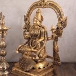 Pure Brass Goddess Padmavathi Lakshmi Sculpture with Thiruvarchi - 30" | Divine Grace & Prosperity | Intricate Details | Sacred Space Decor | Temple Masterpiece